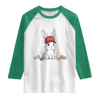 Funny Easter Bunny Wearing Hat American Raglan Shirt