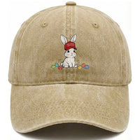 Funny Easter Bunny Wearing Hat American Washed Cotton Baseball Cap