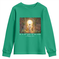 He Is Not Here He Has Risen Youth Sweatshirt Easter Christian Jesus