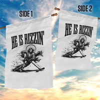 Funny Jesus Hockey Garden Flag He Is Rizzin'