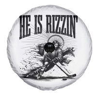Funny Jesus Hockey Spare Tire Cover He Is Rizzin'