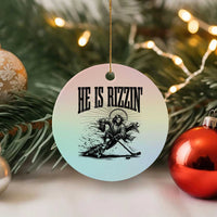 Funny Jesus Hockey Ceramic Ornament He Is Rizzin'