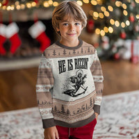 Funny Jesus Hockey Ugly Christmas Sweater He Is Rizzin'
