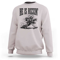 Funny Jesus Hockey Sweatshirt He Is Rizzin'