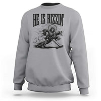 Funny Jesus Hockey Sweatshirt He Is Rizzin'