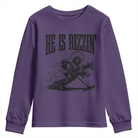 Funny Jesus Hockey Youth Sweatshirt He Is Rizzin'