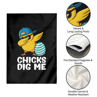 Easter Chicks Dig Me Garden Flag Cute Chicken Dabbing Egg Hunt Toddler