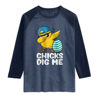 Easter Chicks Dig Me Raglan Shirt Cute Chicken Dabbing Egg Hunt Toddler