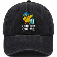 Easter Chicks Dig Me Washed Cotton Baseball Cap Cute Chicken Dabbing Egg Hunt Toddler