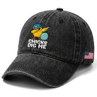 Easter Chicks Dig Me Washed Cotton Baseball Cap Cute Chicken Dabbing Egg Hunt Toddler