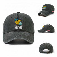Easter Chicks Dig Me Washed Cotton Baseball Cap Cute Chicken Dabbing Egg Hunt Toddler