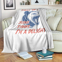 First of All Jesus Thinks I'm A Delight Throw Blanket Funny Opossum Christian