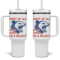 First of All Jesus Thinks I'm A Delight Tumbler With Handle Funny Opossum Christian