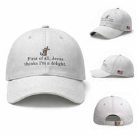 Funny Christian Raccoon Baseball Cap Sarcastic Jesus Thinks I'm A Delight