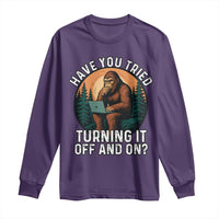 Funny Bigfoot Tech Support Long Sleeve Shirt Have You Tried Turning It Off And On Sasquatsch Computer - Wonder Print Shop