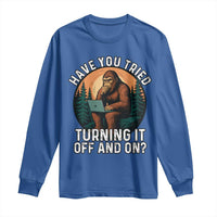 Funny Bigfoot Tech Support Long Sleeve Shirt Have You Tried Turning It Off And On Sasquatsch Computer - Wonder Print Shop