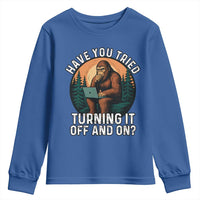Funny Bigfoot Tech Support Youth Sweatshirt Have You Tried Turning It Off And On Sasquatsch Computer - Wonder Print Shop