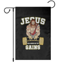 Funny Jesus Gym Garden Flag Hallowed Be Thy Gains - Wonder Print Shop