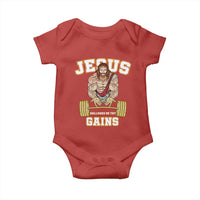 Funny Jesus Gym Baby Onesie Hallowed Be Thy Gains - Wonder Print Shop