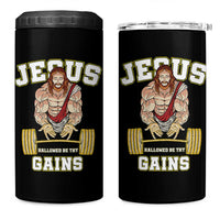 Funny Jesus Gym 4 in 1 Can Cooler Tumbler Hallowed Be Thy Gains - Wonder Print Shop