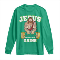 Funny Jesus Gym Long Sleeve Shirt Hallowed Be Thy Gains - Wonder Print Shop