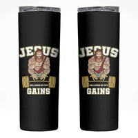 Funny Jesus Gym Skinny Tumbler Hallowed Be Thy Gains - Wonder Print Shop