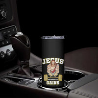 Funny Jesus Gym Skinny Tumbler Hallowed Be Thy Gains - Wonder Print Shop