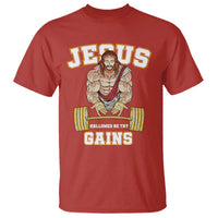Funny Jesus Gym T Shirt Hallowed Be Thy Gains - Wonder Print Shop
