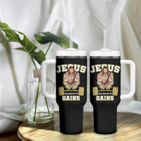 Funny Jesus Gym Tumbler With Handle Hallowed Be Thy Gains - Wonder Print Shop