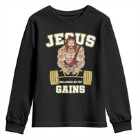 Funny Jesus Gym Youth Sweatshirt Hallowed Be Thy Gains - Wonder Print Shop