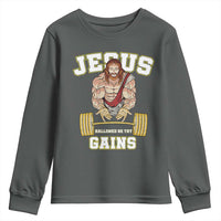 Funny Jesus Gym Youth Sweatshirt Hallowed Be Thy Gains - Wonder Print Shop