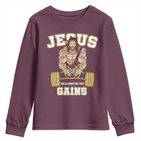 Funny Jesus Gym Youth Sweatshirt Hallowed Be Thy Gains - Wonder Print Shop