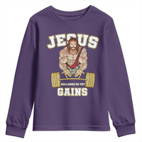 Funny Jesus Gym Youth Sweatshirt Hallowed Be Thy Gains - Wonder Print Shop