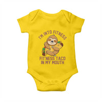 Funny Sloth Taco Gym Baby Onesie I'm Into Fitness Taco In My Mouth - Wonder Print Shop