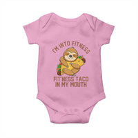 Funny Sloth Taco Gym Baby Onesie I'm Into Fitness Taco In My Mouth - Wonder Print Shop