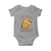 Funny Sloth Taco Gym Baby Onesie I'm Into Fitness Taco In My Mouth - Wonder Print Shop