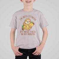 Funny Sloth Taco Gym T Shirt For Kid I'm Into Fitness Taco In My Mouth - Wonder Print Shop