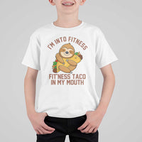 Funny Sloth Taco Gym T Shirt For Kid I'm Into Fitness Taco In My Mouth - Wonder Print Shop