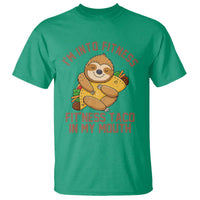 Funny Sloth Taco Gym T Shirt I'm Into Fitness Taco In My Mouth - Wonder Print Shop