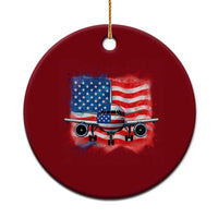 Pilot Airplane Patriotic American Flag Plane Aviation Ceramic Ornament - Wonder Print Shop