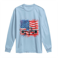 Pilot Airplane Patriotic American Flag Plane Aviation Long Sleeve Shirt - Wonder Print Shop