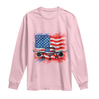 Pilot Airplane Patriotic American Flag Plane Aviation Long Sleeve Shirt - Wonder Print Shop