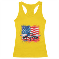Pilot Airplane Patriotic American Flag Plane Aviation Racerback Tank Top - Wonder Print Shop