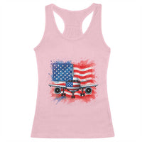 Pilot Airplane Patriotic American Flag Plane Aviation Racerback Tank Top - Wonder Print Shop