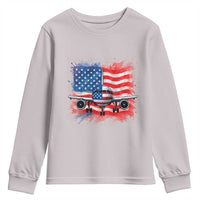 Pilot Airplane Patriotic American Flag Plane Aviation Youth Sweatshirt - Wonder Print Shop