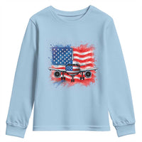 Pilot Airplane Patriotic American Flag Plane Aviation Youth Sweatshirt - Wonder Print Shop