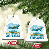 Funny Pilot Aviation Ceramic Ornament Easily Distracted By Airplanes Lover - Wonder Print Shop