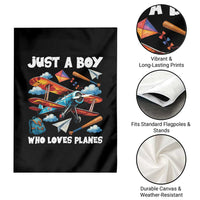 Funny Pilot Airplane Lovers Garden Flag Just A Boy Who Loves Planes - Wonder Print Shop