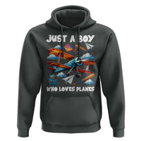 Funny Pilot Airplane Lovers Hoodie Just A Boy Who Loves Planes - Wonder Print Shop