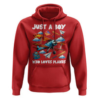 Funny Pilot Airplane Lovers Hoodie Just A Boy Who Loves Planes - Wonder Print Shop